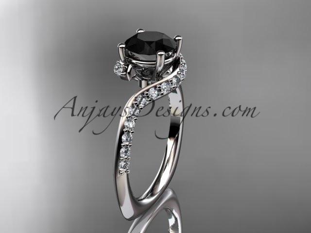 Unique platinum engagement ring, wedding ring with a Black Diamond center stone ADLR277 - AnjaysDesigns