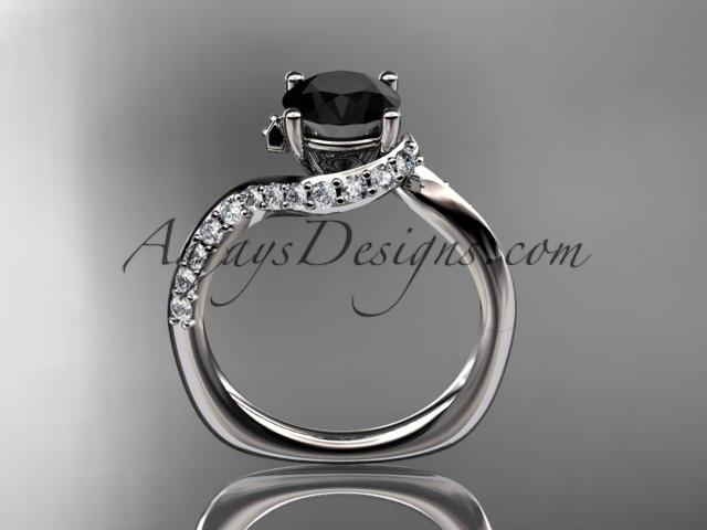 Unique platinum engagement ring, wedding ring with a Black Diamond center stone ADLR277 - AnjaysDesigns