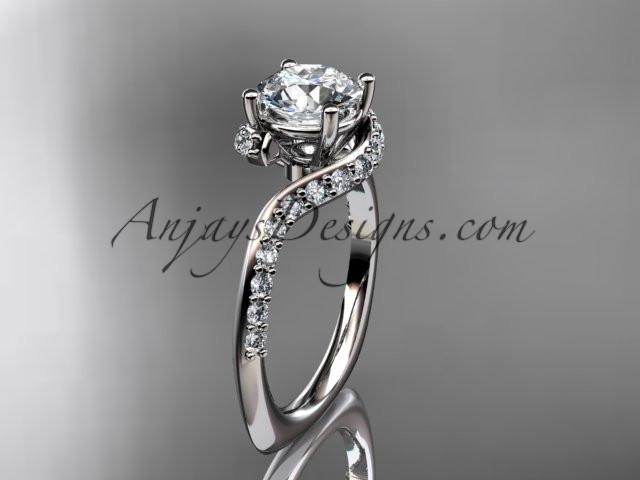 Unique 14k white gold engagement ring, wedding ring with a "Forever One" Moissanite center stone ADLR277 - AnjaysDesigns