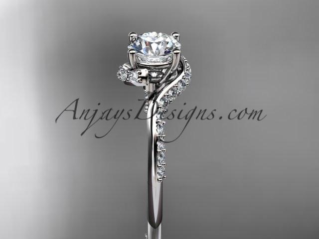 Unique 14k white gold engagement ring, wedding ring with a "Forever One" Moissanite center stone ADLR277 - AnjaysDesigns