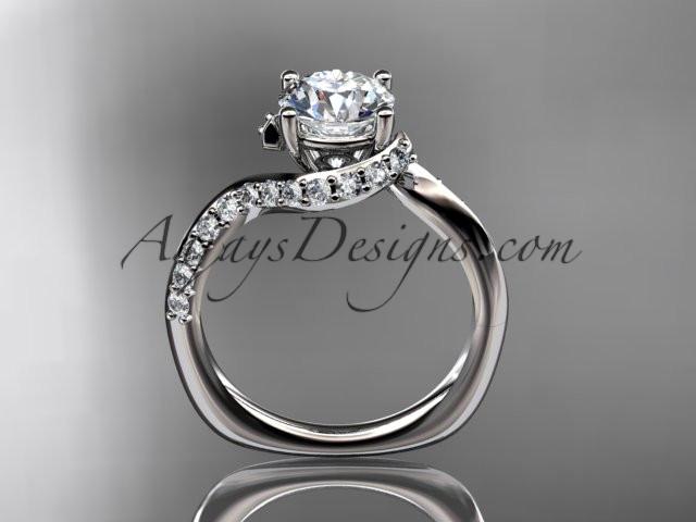 Unique 14k white gold engagement ring, wedding ring ADLR277 - AnjaysDesigns