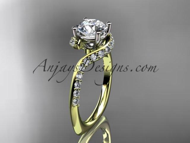 Unique 14k yellow gold engagement ring, wedding ring ADLR277 - AnjaysDesigns
