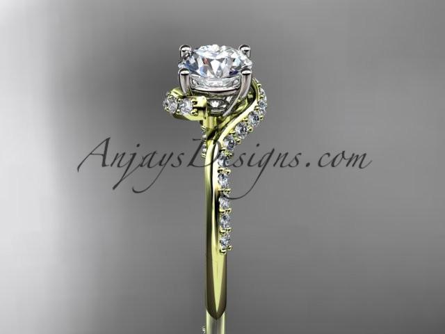 Unique 14k yellow gold engagement ring, wedding ring ADLR277 - AnjaysDesigns