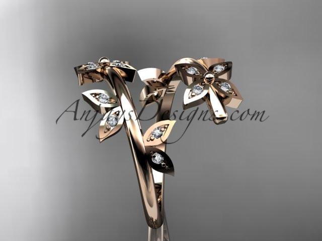 14k rose gold diamond leaf and vine wedding ring,engagement ring,wedding band ADLR27 - AnjaysDesigns