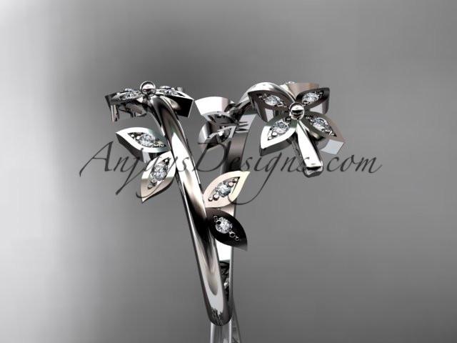 14k white gold diamond leaf and vine wedding ring,engagement ring,wedding band ADLR27 - AnjaysDesigns