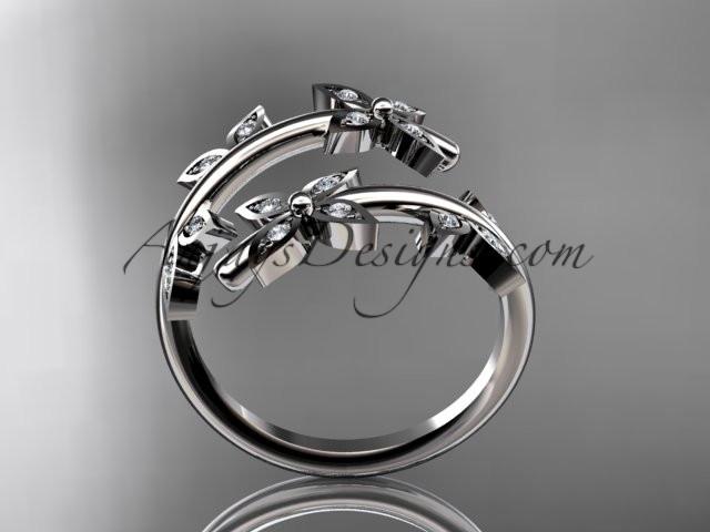 14k white gold diamond leaf and vine wedding ring,engagement ring,wedding band ADLR27 - AnjaysDesigns