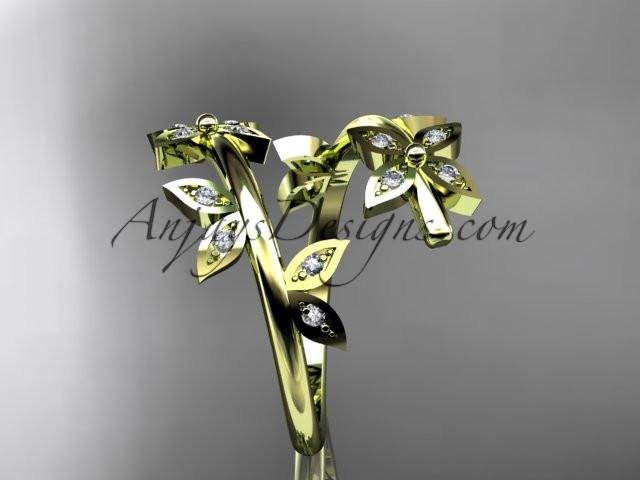 14k yellow gold diamond leaf and vine wedding ring,engagement ring,wedding band ADLR27 - AnjaysDesigns