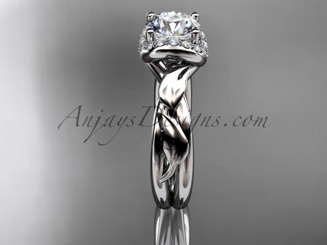 Platinum diamond leaf and vine wedding ring, engagement ring ADLR289 - AnjaysDesigns