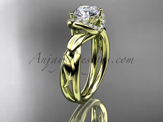 14kt yellow gold diamond leaf and vine wedding ring,engagement ring ADLR289 - AnjaysDesigns