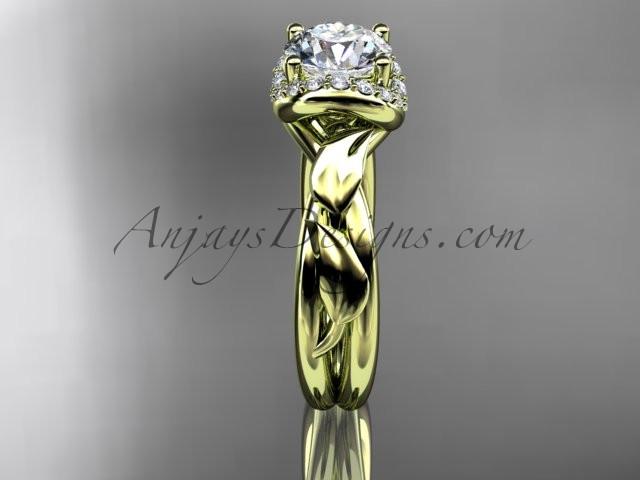 14kt yellow gold diamond leaf and vine wedding ring,engagement ring ADLR289 - AnjaysDesigns