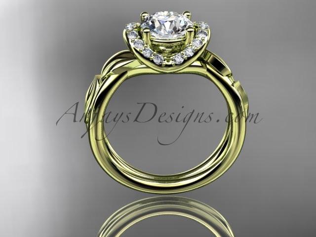 14kt yellow gold diamond leaf and vine wedding ring,engagement ring ADLR289 - AnjaysDesigns