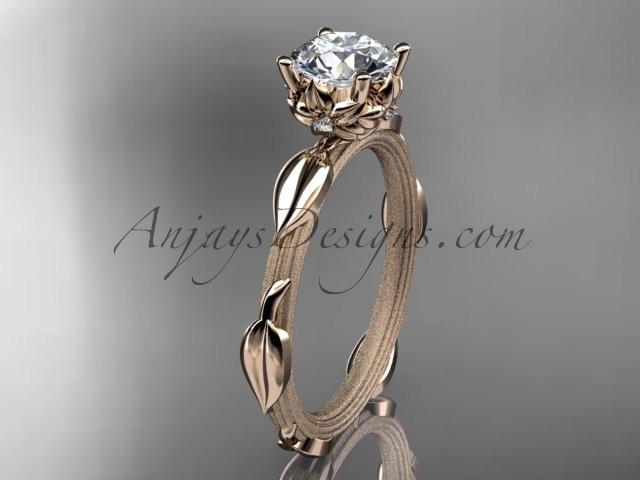 14k rose gold diamond vine and leaf wedding ring, engagement ring ADLR290 - AnjaysDesigns