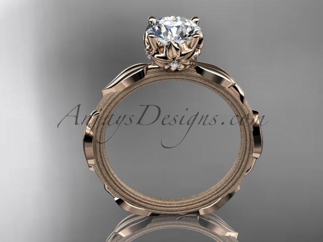 14k rose gold diamond vine and leaf wedding ring, engagement ring ADLR290 - AnjaysDesigns