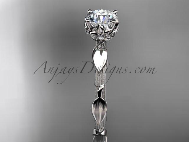 14k white gold diamond vine and leaf wedding ring, engagement ring ADLR290 - AnjaysDesigns