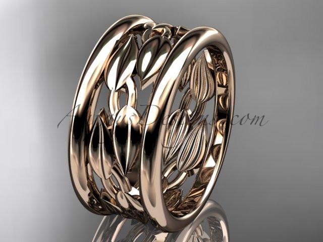 14kt rose gold leaf and vine wedding ring,engagement ring,wedding band ADLR293 - AnjaysDesigns