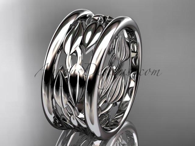 14kt white gold leaf and vine wedding ring,engagement ring,wedding band ADLR293 - AnjaysDesigns