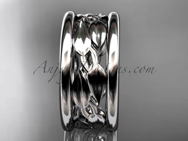 Platinum leaf and vine wedding ring,engagement ring,wedding band ADLR293 - AnjaysDesigns