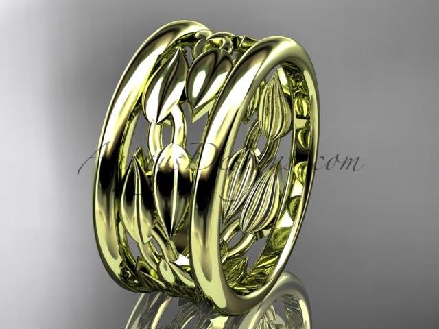 14kt yellow gold leaf and vine wedding ring,engagement ring,wedding band ADLR293 - AnjaysDesigns