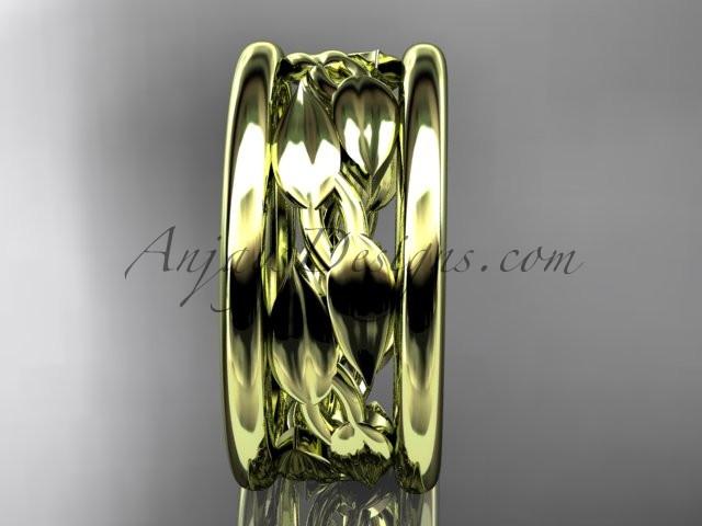 14kt yellow gold leaf and vine wedding ring,engagement ring,wedding band ADLR293 - AnjaysDesigns