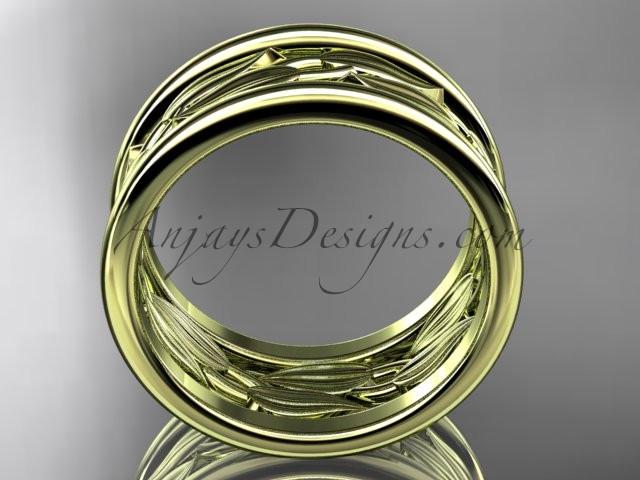 14kt yellow gold leaf and vine wedding ring,engagement ring,wedding band ADLR293 - AnjaysDesigns