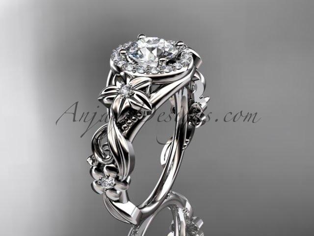 Platinum diamond unique engagement ring, wedding ring ADLR300 - AnjaysDesigns