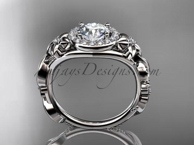 Platinum diamond unique engagement ring, wedding ring ADLR300 - AnjaysDesigns