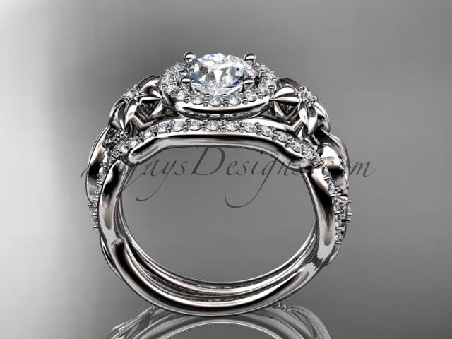 Platinum diamond unique engagement set, wedding set, ADLR300 - AnjaysDesigns
