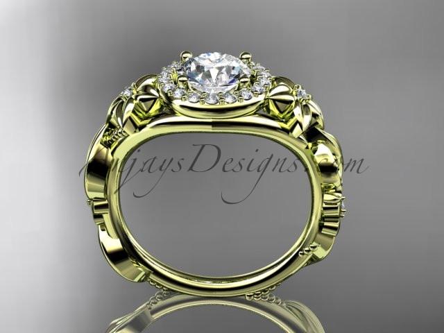 14kt yellow gold diamond unique engagement ring, wedding ring ADLR300 - AnjaysDesigns