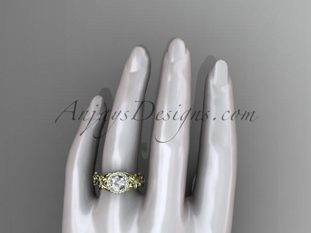 14kt yellow gold diamond unique engagement ring, wedding ring with a "Forever One" Moissanite center stone ADLR300 - AnjaysDesigns