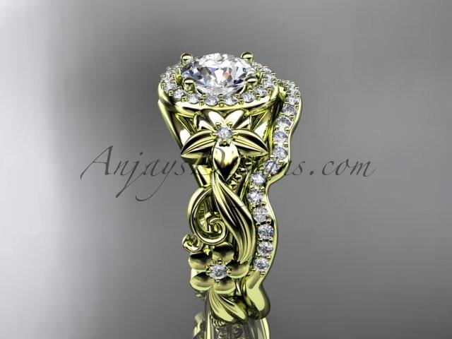 14kt yellow gold diamond unique engagement set, wedding set, ADLR300 - AnjaysDesigns