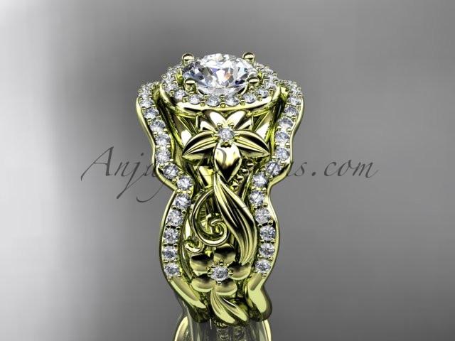 14kt yellow gold diamond unique engagement set, wedding set, ADLR300 - AnjaysDesigns