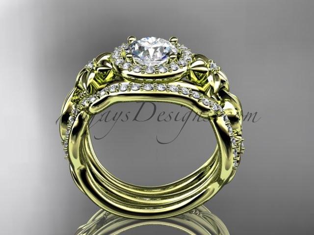 14kt yellow gold diamond unique engagement set, wedding set, ADLR300 - AnjaysDesigns