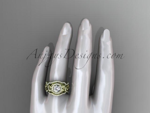 14kt yellow gold diamond unique engagement set, wedding set, ADLR300 - AnjaysDesigns