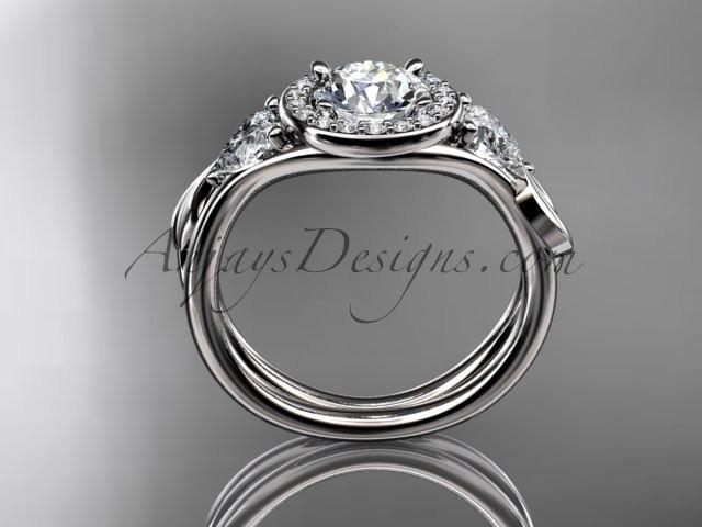 Platinum diamond unique engagement ring, wedding ring ADLR314 - AnjaysDesigns