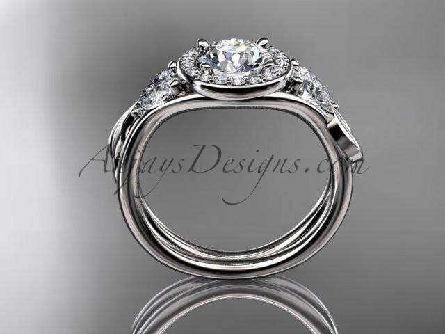 Platinum diamond unique engagement ring, wedding ring with a "Forever One" Moissanite center stone ADLR314 - AnjaysDesigns