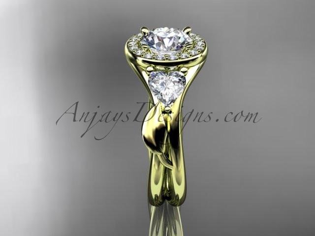 14kt yellow gold diamond unique engagement ring, wedding ring ADLR314 - AnjaysDesigns