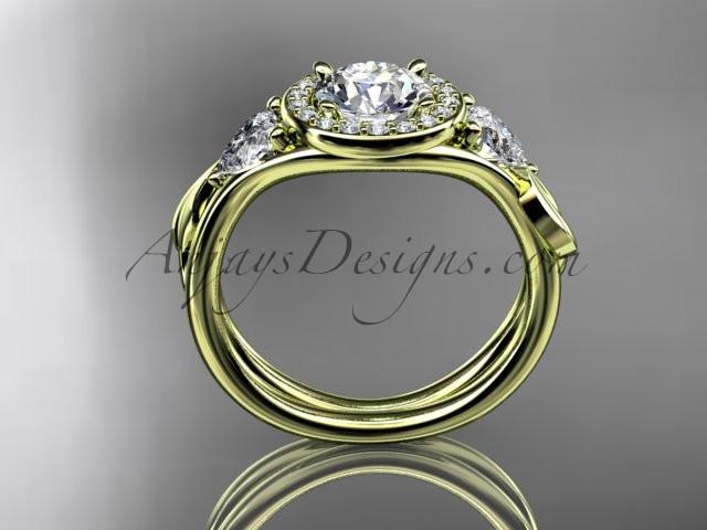 14kt yellow gold diamond unique engagement ring, wedding ring ADLR314 - AnjaysDesigns