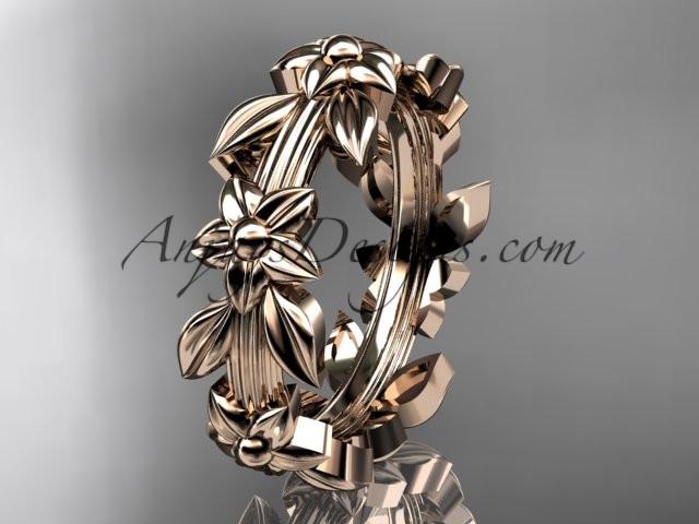 14kt rose gold leaf wedding ring, engagement ring, wedding band ADLR316G - AnjaysDesigns