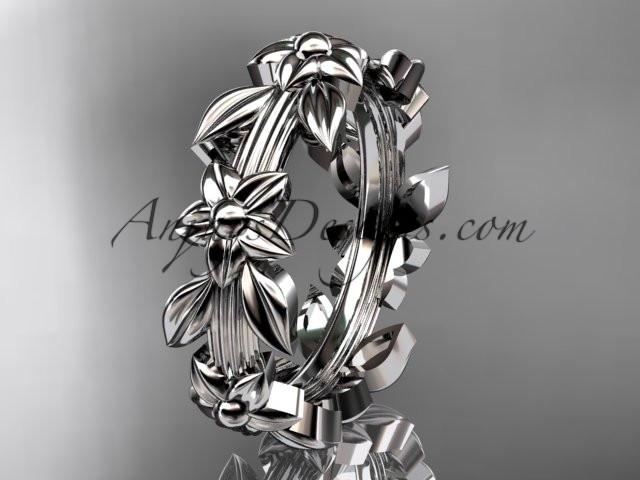Platinum leaf wedding ring,engagement ring, wedding band ADLR316G - AnjaysDesigns