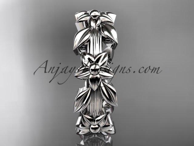 Platinum leaf wedding ring,engagement ring, wedding band ADLR316G - AnjaysDesigns