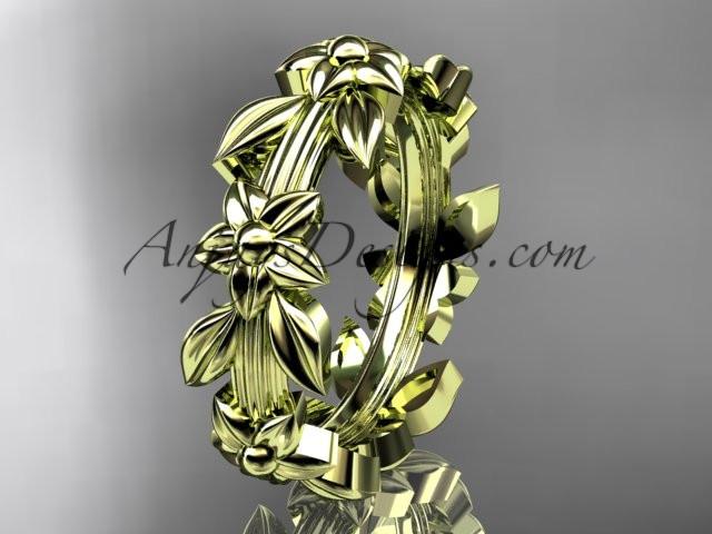 14kt yellow gold leaf wedding ring,engagement ring, wedding band ADLR316G - AnjaysDesigns