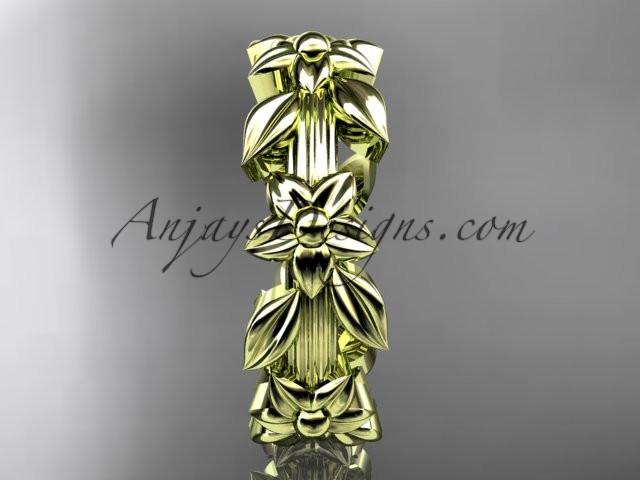 14kt yellow gold leaf wedding ring,engagement ring, wedding band ADLR316G - AnjaysDesigns