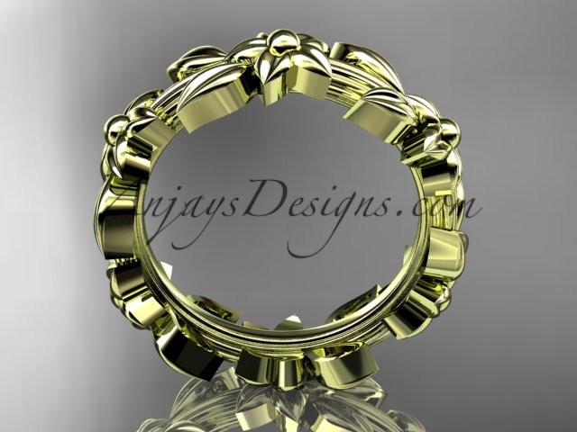 14kt yellow gold leaf wedding ring,engagement ring, wedding band ADLR316G - AnjaysDesigns