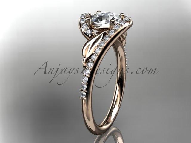 14k rose gold diamond leaf and vine wedding ring, engagement ring ADLR317 - AnjaysDesigns, Spring Collection - Jewelry, Anjays Designs - AnjaysDesigns, AnjaysDesigns - AnjaysDesigns.co, 