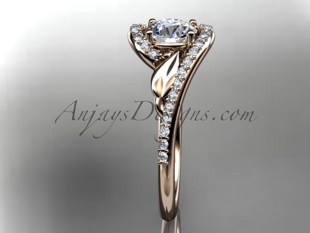 14k rose gold diamond leaf and vine wedding ring, engagement ring ADLR317 - AnjaysDesigns, Spring Collection - Jewelry, Anjays Designs - AnjaysDesigns, AnjaysDesigns - AnjaysDesigns.co, 
