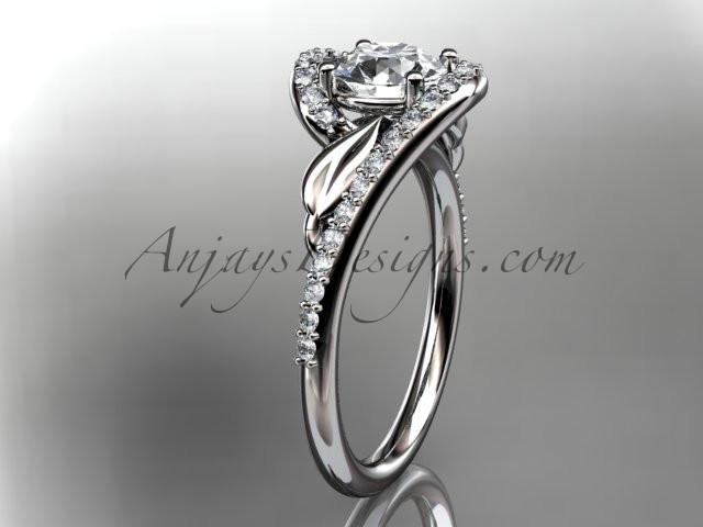 14k white gold diamond leaf and vine wedding ring, engagement ring ADLR317 - AnjaysDesigns