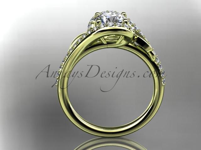 14k yellow gold diamond leaf and vine wedding ring, engagement ring ADLR317 - AnjaysDesigns