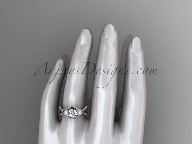 Unique 14kt rose gold diamond wedding ring, engagement ring ADLR318 - AnjaysDesigns