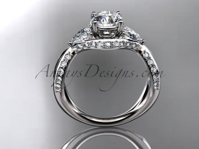 Unique platinum diamond wedding ring, engagement ring with a "Forever One" Moissanite center stone ADLR318 - AnjaysDesigns