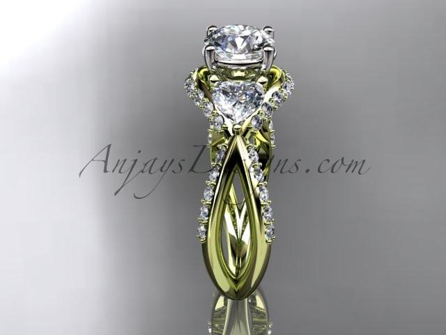 Unique 14kt yellow gold diamond wedding ring, engagement ring ADLR318 - AnjaysDesigns